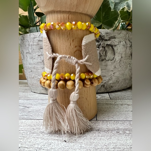 Bohemian Layered Bracelets Set - Embroidery Bracelet Cuff with Bead Bracelet Set - Picture 6 of 9
